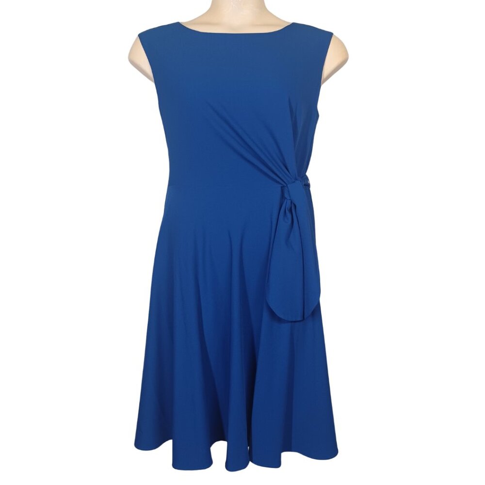 CHELSEA ROSE Royal Blue Dress Front Twist Sleeveless A Line Dress 14